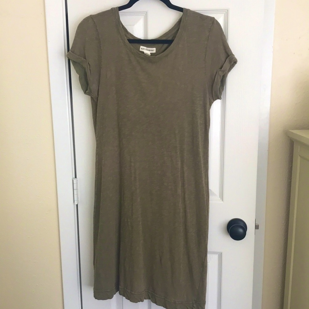 Army green teeshirt dress